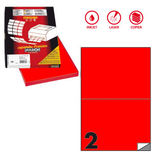 ETICHETTA ADESIVA C/509 ROSSO FLUO 100FG A4 210X148,5MM (2ET/FG MARKIN COD. X210C509F-RO