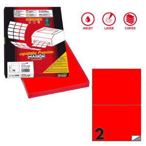 ETICHETTA ADESIVA C/509 ROSSO FLUO 100FG A4 210X148,5MM (2ET/FG MARKIN COD. X210C509F-RO