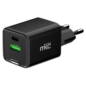 CARICATORE USB 20W 1 USB-C+ 1 USB-A NERO -MKC COD. 49192900