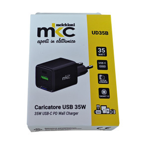 CARICATORE USB 35W 1 USB-C+ 1 USB-A NERO-MKC COD. 491929602