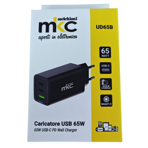 CARICATORE USB 65W 2 USB-C+ 1 USB-A NERO-MKC COD. 491929605