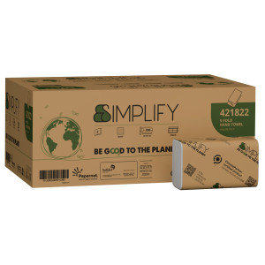 PACCO 206 ASCIUGAMANI PIEGATI A V H21 X 20,3CM SIMPLIFY PAPERNET COD. 421822 CONFEZIONE DA 20