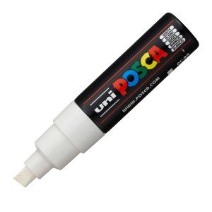 MARCATORE UNI POSCA PC8K P.SCALPELLO 8MM BIANCO UNI MITSUBISHI COD. M PC8K BI