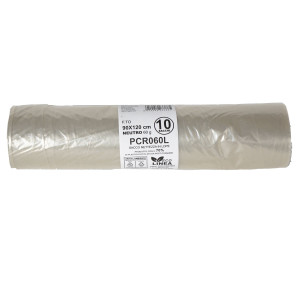 10 SACCHI RIFIUTI PCR 120L 90X120CM 60GR NEUTRO BIO EXTRUSION COD. PCR060L