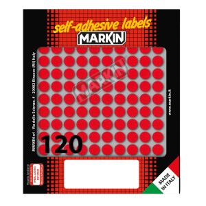 ETICHETTA ADESIVA ROSSO TONDA D10MM (10FOGLI X 120ETICHETTE MARKIN COD. 10004RO