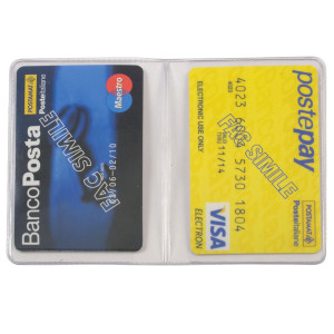 CONF 50 PORTACARD BICARD IN PVC CRISTAL A 2 TASCHE A COPERTINA ALPLAST COD. 890