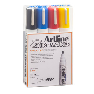 ASTUCCIO 4 MARCATORI PER TESSUTO P. TONDA 2.0MM NERO/ROSSO/BLU/GIALLO ARTLINE COD. A EKT2/4W