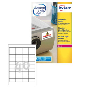 POLIESTERE ADESIVO EXTRA L6140 BIANCO 20FG 45,7X25,4MM (40ET/FG LASER AVERY COD. L6140-20