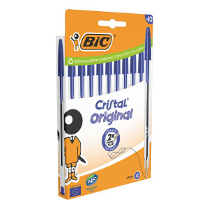 SCATOLA 10 PENNE SFERA CRISTAL ORIGINAL PUNTA 1,0MM BLU BIC COD. 516352
