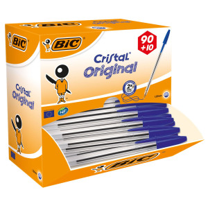 DISPENSER VALUE PACK 90+10 PENNA SFERA CRISTALÂ® MEDIO 1,0MM BLU BICÂ® COD. 942910