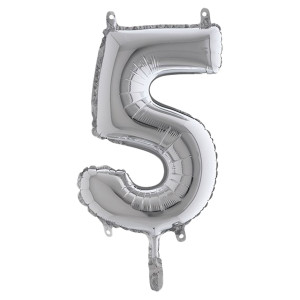 PALLONCINO IN MYLAR H.36CM NUMERO ''5'' ARGENTO BIG PARTY COD. 42845