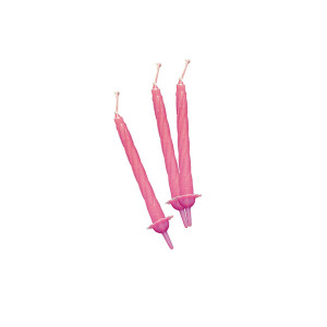 12 CANDELINE C/SUPPORTO H. 8CM ROSA BIG PARTY COD. 70401