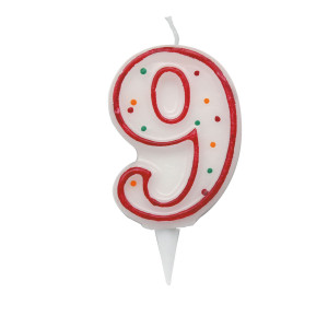 CANDELINA ZUCCHERINO NUMERO 9 - H. 8.5CM BIG PARTY COD. CC6039