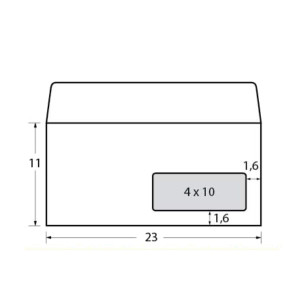 500 BUSTE BIANCHE 110X230MM 90GR C/FINESTRA FSC STRIP LASER BLASETTI COD. 0157