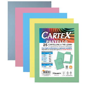 25 CARTELLINE 3L PASTELLO C/STAMPA RIGATURA COL.ASS. CARTEX BLASETTI COD. 679