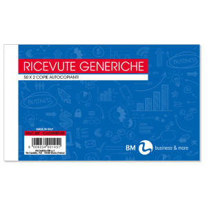 BLOCCO RICEVUTE GENERICHE 50FOGLI 2 COPIE AUTOCOPIANTE 10X17CM ART 260 BM COD. 0100145 CONFEZIONE DA 5