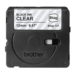 BROTHER NASTRO BTAG131 DA 12MM NERO SU TRASPARENTE - LUNGHEZZA 4 MT COD. BTAG131
