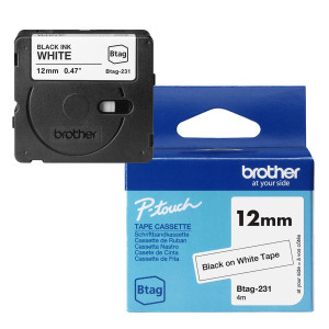 BROTHER NASTRO BTAG231  DA 12MM NERO SU BIANCO - LUNGHEZZA 4 M COD. BTAG231