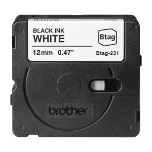 BROTHER NASTRO BTAG231  DA 12MM NERO SU BIANCO - LUNGHEZZA 4 M COD. BTAG231