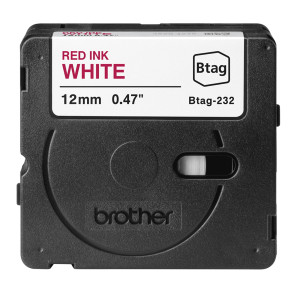 BROTHER NASTRO BTAG232  DA 12MM ROSSO SU BIANCO - LUNGHEZZA 4 M COD. BTAG232