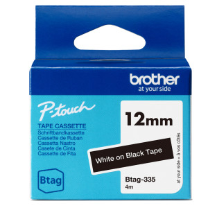 BROTHER NASTRO BTAG335  DA 12MM BIANCO SU NERO - LUNGHEZZA 4 M COD. BTAG335
