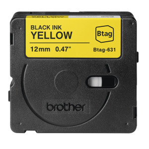 BROTHER NASTRO BTAG631  DA 12MM NERO SU GIALLO - LUNGHEZZA 4 M COD. BTAG631