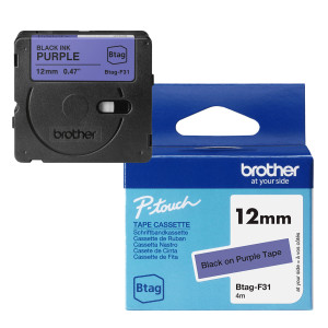 BROTHER NASTRO BTAGF31  DA 12MM NERO SU VIOLA - LUNGHEZZA 4 M COD. BTAGF31