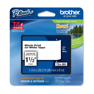 NASTRO BROTHER TZ-E261 36MMX8MT NERO/BIANCO COD. TZ-E261