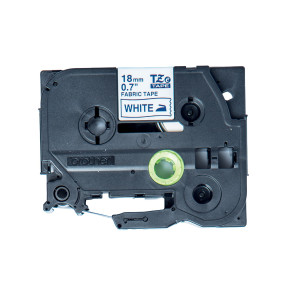 NASTRO TZE -FA4 IN TESSUTO STIRABILE BLU SU BIANCO DA 18 MM COD. TZE-FA4
