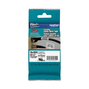 NASTRO LAM. FLESSIBILE TZE-FX241 18MMX8MT NERO/BIANCO COD. TZEFX241