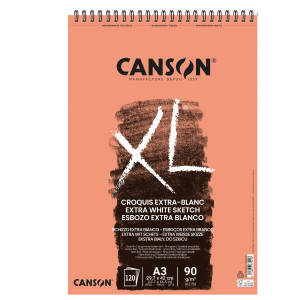 ALBUM SPIRALATO LATO CORTO XL EXTRA WHITE A3 120 FG. 90 GR CANSON COD. 200787501 CONFEZIONE DA 5