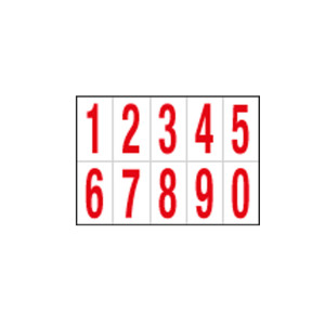 FOGLIO CON 10 NUMERI AUTOADESIVI DA 0 A 9 ROSSO/BIANCO 56X99MM COD. 915.09