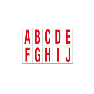FOGLIO CON 10 LETTERE AUTOADESIVE DA A A J ROSSO/BIANCO 70X124MM COD. 916AJ