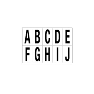 FOGLIO CON 10 LETTERE AUTOADESIVE DA A A J NERO/BIANCO 56X99MM COD. 935AJ