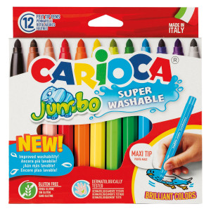 ASTUCCIO 12 PENNARELLI JUMBO LAVABILI COLORI ASSORTITI CARIOCA COD. 40569
