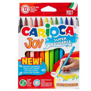 SCATOLA 12 PENNARELLI JOY LAVABILI COLORI ASSORTITI CARIOCA COD. 40614