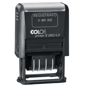 TIMBRO S260/L3 DATARIO + REGISTRATO 4MM AUTOINCHIOSTRANTE COLOP COD. S260L3.BLS