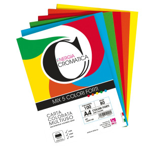RISMA 100 FG CROMATICA 80GR A4 COLORI ASSORTITI FORTI CWR COD. 12299/100