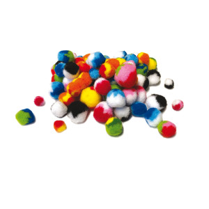 BUSTA 100 PZ POM-PON A STRISCE DIM. 10-35MM IN COLORI ASSORTITI DECO COD. 12613