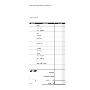 BLOCCO CONTI RISTORANTI/PIZZERIE/TRATTORIE 100COPIE 21,5X10CM DU162100000 COD. DU162100000 CONFEZIONE DA 5