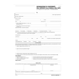 DICHIARAZIONE CONFORMITA' IMPIANTO SNAP 5 COPIE AUTOR. DATA UFFICIO COD. 884250000G CONFEZIONE DA 50