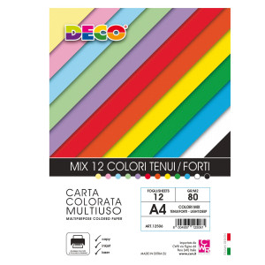 BUSTA 12FG DECO CARTA 80GR A4 COLORI ASSORTITI DECO COD. 12506
