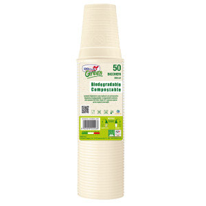 50 BICCHIERI 200ML BIO MATER-BI DOPLA GREEN ART. 48026 COD. 48026