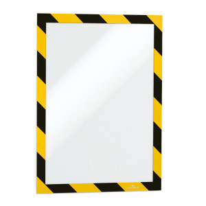 CORNICE ADESIVA DURAFRAMEÂ® SECURITY A4 21X29,7CM GIALLO-NERO DURABLE COD. 4944-130 CONFEZIONE DA 2