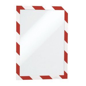 CORNICE ADESIVA DURAFRAMEÂ® SECURITY A4 21X29,7CM ROSSO-BIANCO DURABLE COD. 4944-132 CONFEZIONE DA 2
