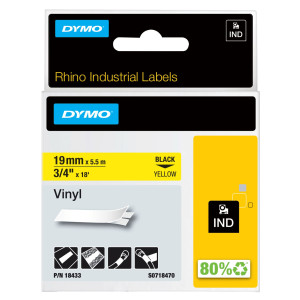 NASTRO VINILE 19MM X 5.5MT NERO SU GIALLO 18433 RHINO COD. 18433