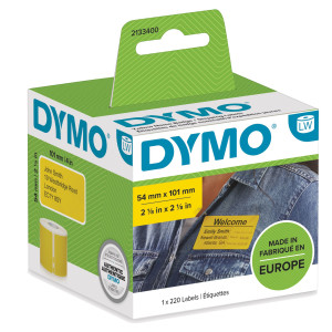ROTOLO 220 ETICHETTE SPEDIZIONE/BADGE 54X101MM GIALLE PER DYMO LABELWRITER COD. 2133400