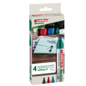 SET 4 MARCATORI PERMANENTI 21 ECOLINE P.CONICA COLORI ASSORTITI EDDING COD. 4-21-4