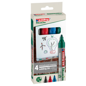 BUSTA 4 MARCATORE PER LAVAGNE BIANCHE EDDING 28 ECOLINE COL. ASSORTITI COD. E-28-4
