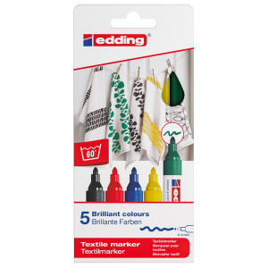 ASTUCCIO 5 MARCATORE EDDING 4500 COL.ASS. PT 2-3MM PER TESSUTO COD. E-4500/5S-000